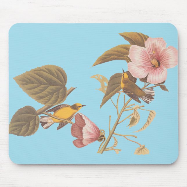 Tapis De Souris Audubon Bleu aile Jaune Paruline Oiseau (Devant)