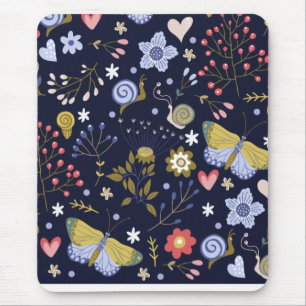 Tapis De Souris Augmenter Fleurs Positives Et Papillon Coloré