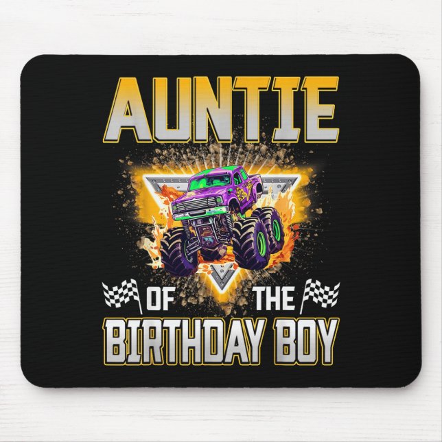 Tapis De Souris Auntie Of The Birthday Boy Monster Truck Birthday  (Devant)