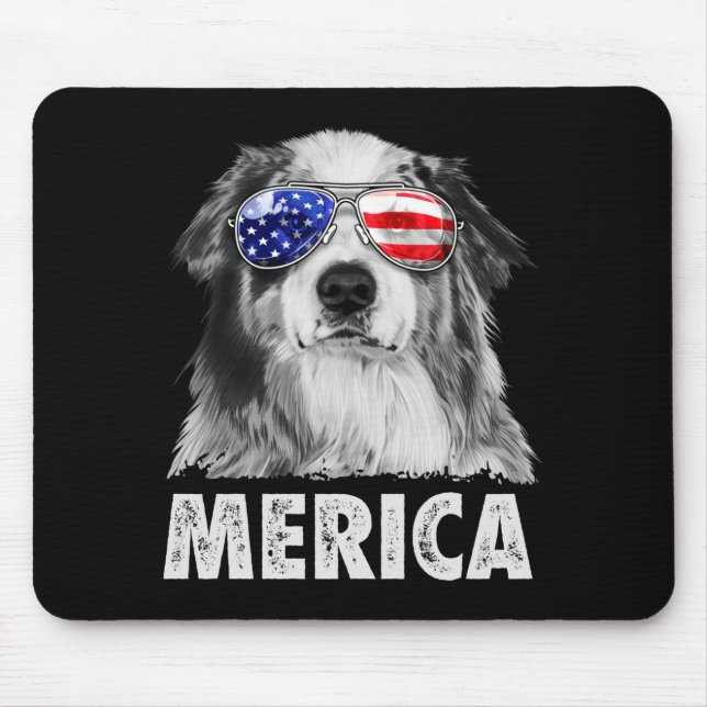 Tapis De Souris Aussie berger australien 4 juillet merica (Devant)