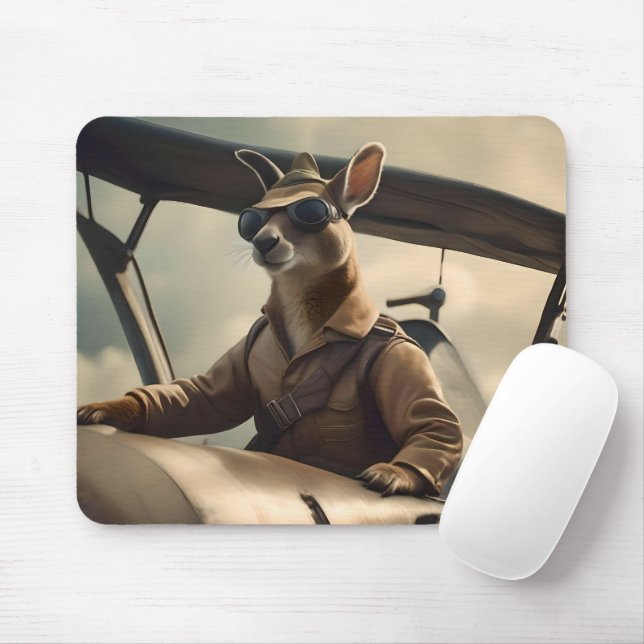 Tapis De Souris Aussie Kangaroo Avion Pilote, (Avec souris)