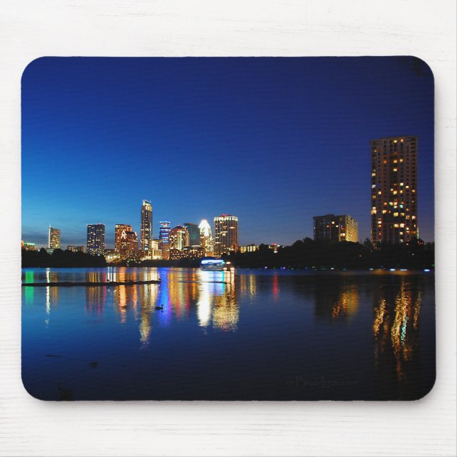 Tapis De Souris Austin Texas Downtown Night Skyline Ladybird Lake (Devant)