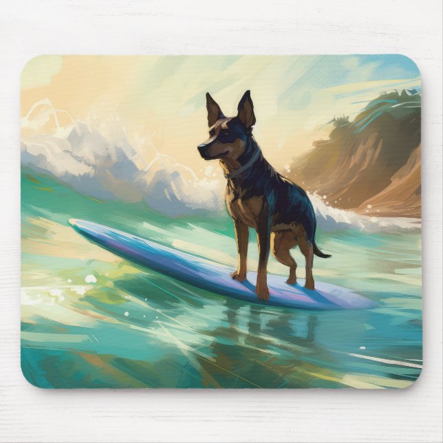 Tapis De Souris Australian Kelpie Beach Surf Paining (Devant)