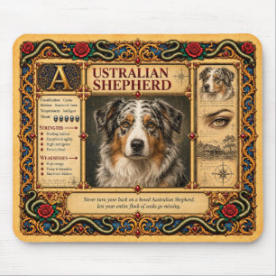 Tapis De Souris Australian Shepherd, Art du Bestiaire Médiéval