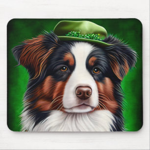 Tapis De Souris Australian Shepherd dog en tenue de St. Patrick's 