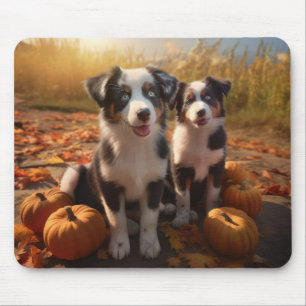 Tapis De Souris Australian Shepherd Puppy Citrouille de plaisir d'