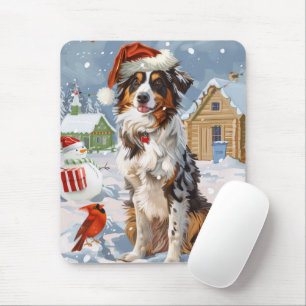 Tapis De Souris Australian Shepherd Winter Wonderland Noël