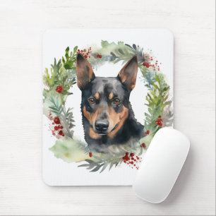 Tapis De Souris Australie Kelpie Noël Wreath Festive Pup