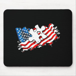 Tapis De Souris Autism American Flag Puzzle Sensibilisation sur l'