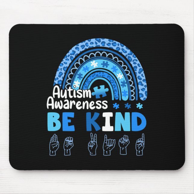 Tapis De Souris Autism Awareness Be Kind Asl Hand Sign Language  (Devant)