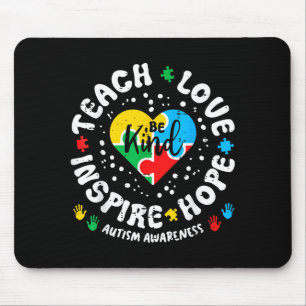 Tapis De Souris Autisme Cœur Soyez Gentil Enseigner Amour Sensibil