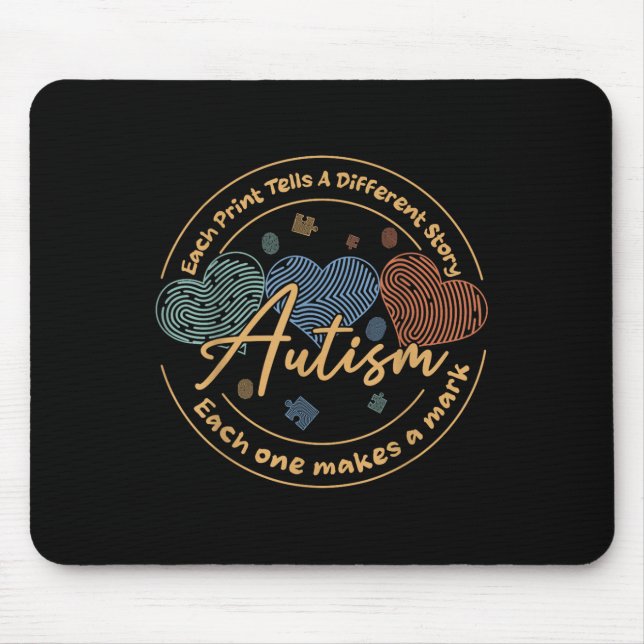 Tapis De Souris Autisme D'Empreinte Chaque Impression Raconte Une  (Devant)