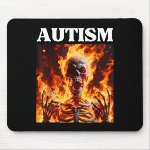 Tapis De Souris Autisme Drôle Cringe Edgy Dur Skeleton Mème Flames