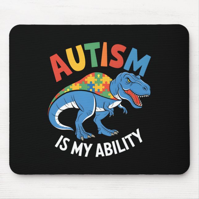 Tapis De Souris Autisme Est Ma Capacité Dinosaure Puzzle Design (Devant)