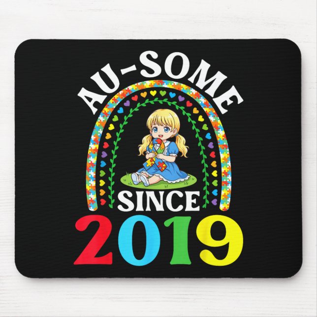 Tapis De Souris Autisme Incroyable Ausome Depuis 2019 Sensibilisat (Devant)