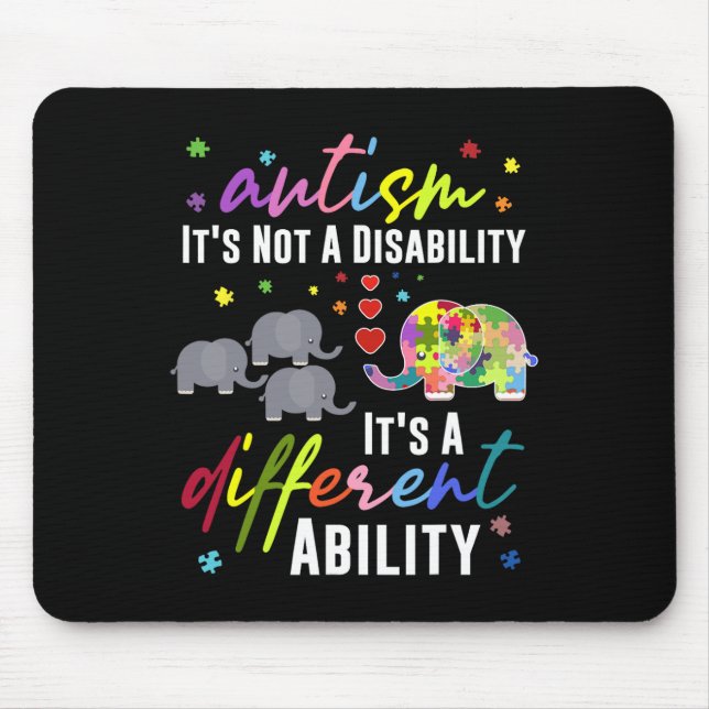 Tapis De Souris Autisme Pas Un Handicap C'est Une Capacité Différe (Devant)