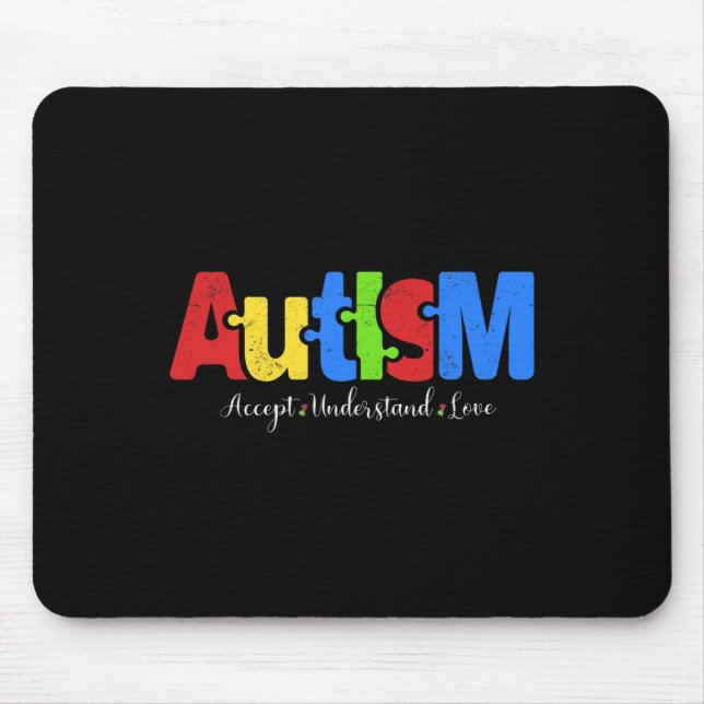 Tapis De Souris Autisme Puzzle Accepter Comprendre l'amour Autisme (Devant)