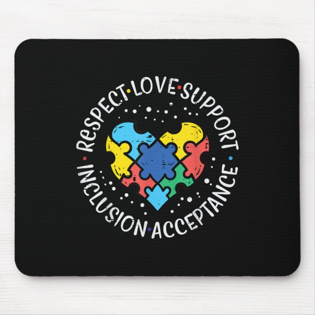 Tapis De Souris Autisme Respect Amour Inclusion Acceptation Sensib (Devant)