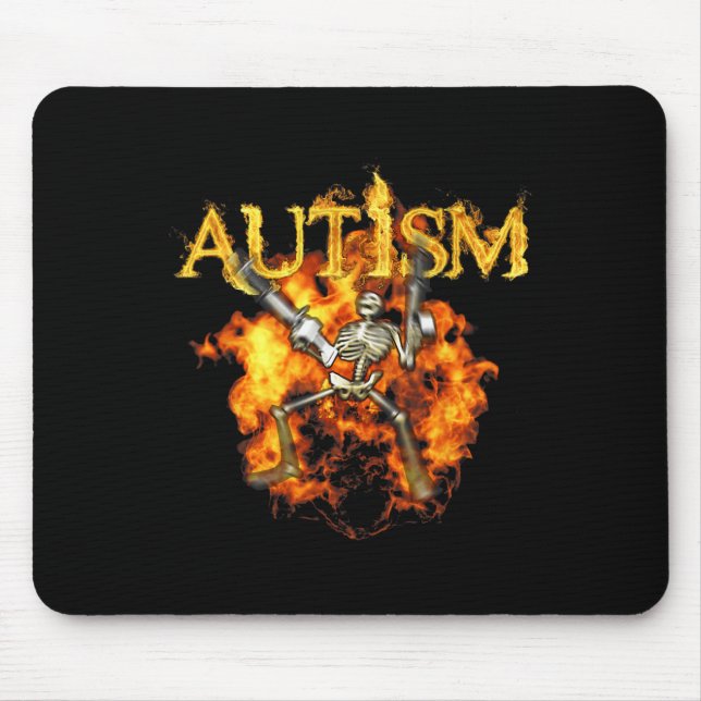 Tapis De Souris Autisme Skeleton Guns Funny Fire Bones Éffrayant (Devant)