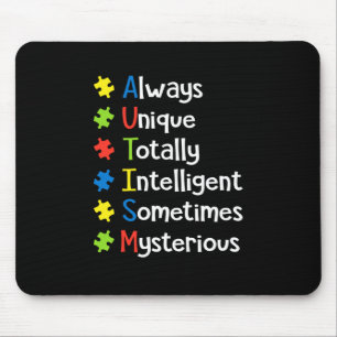 Tapis De Souris Autisme Toujours Unique Totalement Intelligent Par