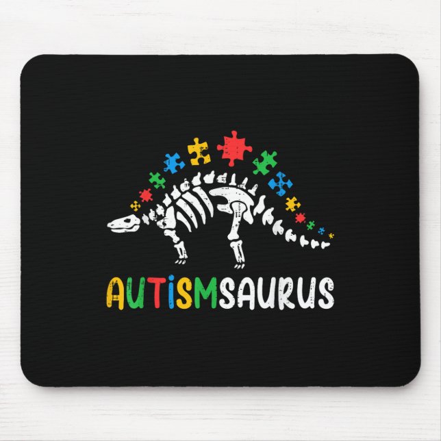 Tapis De Souris Autismsaurus Dinosaur Garçons Enfants Jeunes Autis (Devant)