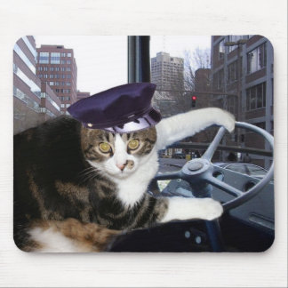 Tapis De Souris Autobus conduisant le chat