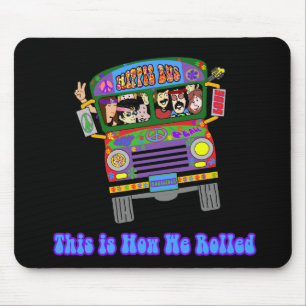 Tapis De Souris Autobus scolaire hippie