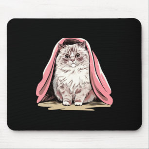 Tapis De Souris Autocollant Chat Ragdoll Sous Une Couverture Rose