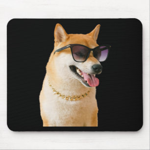 Tapis De Souris Autocollant Shiba Inu Cool Avec Lunettes De Soleil