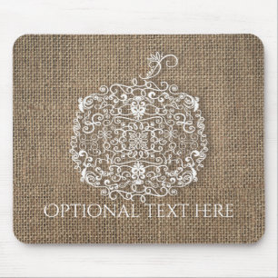 Tapis De Souris Automne Filigrane Citrouille & Toile de Jute Aspec