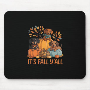 Tapis De Souris Automne Y’all Automne Dachshund Citrouille Automne