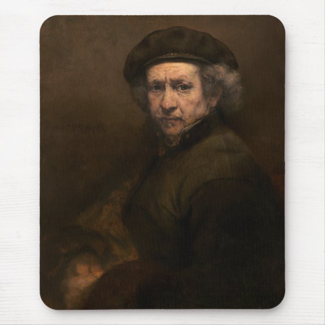 Tapis De Souris Autoportrait de Rembrandt : Peintre de l'Âge d'or  (Devant)