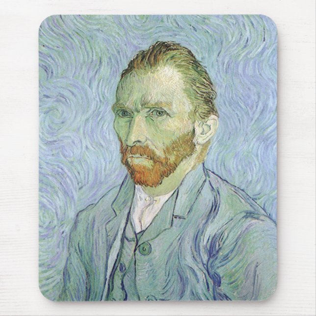 Tapis De Souris Autoportrait en bleu par Vincent van Gogh (Devant)