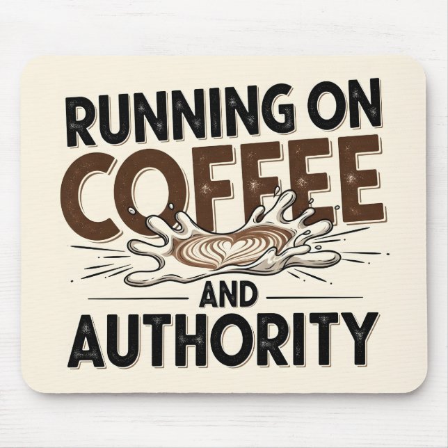 Tapis De Souris Autorité et Café Typographie Citation Bureau (Devant)