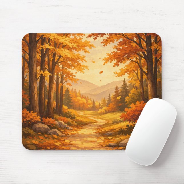 Tapis De Souris Autumn Forest Illustration Mouse Pad (Avec souris)