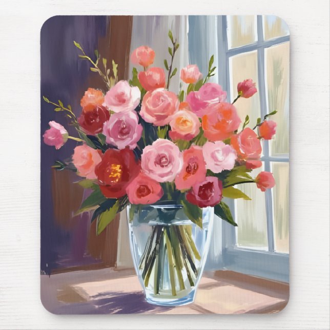 Tapis De Souris Autumn Rose Bouquet Floral Fall (Devant)