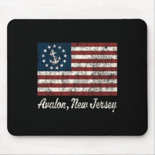 Tapis De Souris Avalon Nj Vintage Voile Ancre Drapeau Bateau Tee