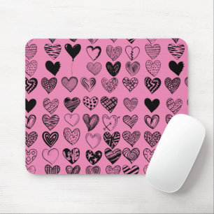 Tapis de souris avec gribouillis de cœur noir ador