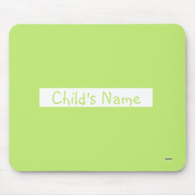 Tapis de souris avec le nom de l'enfant vert citro (Devant)