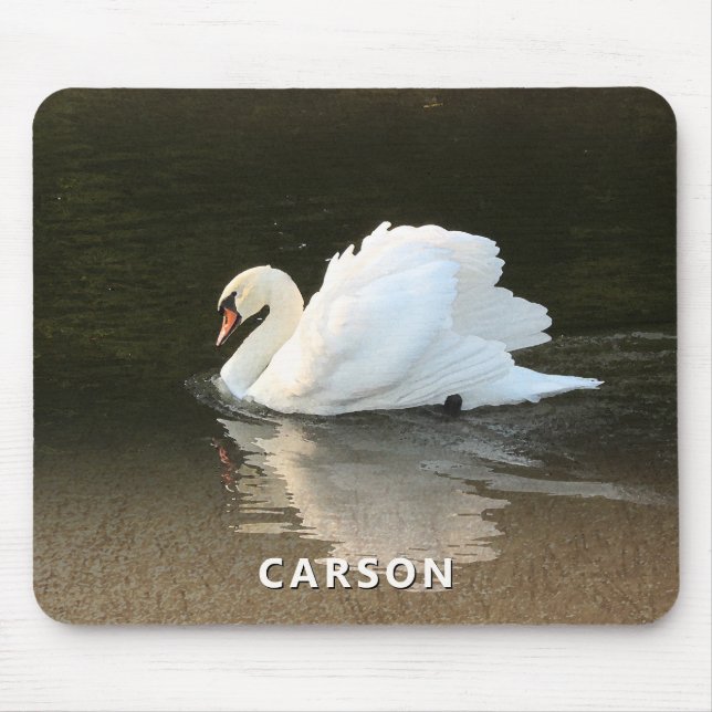 Tapis de souris avec reflet de cygne sur l'eau (Devant)