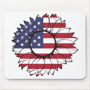 Tapis de souris avec tournesol du drapeau américai