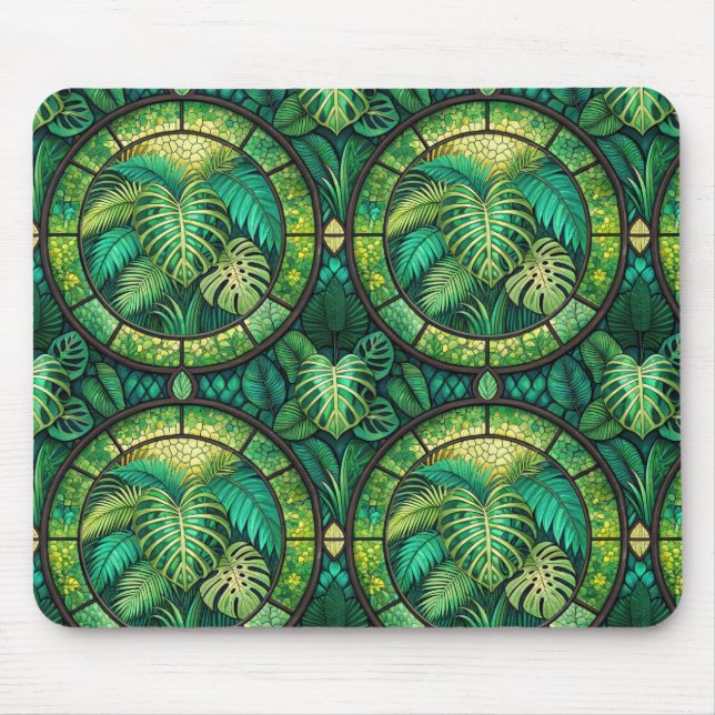 Tapis de souris avec un motif de feuille tropicale (Devant)