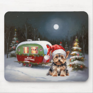 Tapis De Souris Aventure de Noël en caravane avec un Yorkshire Ter