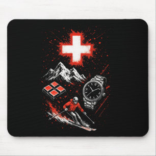 Tapis De Souris Aventure de ski dans les montagnes de Suisse Alpes