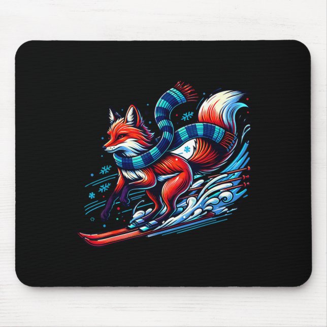 Tapis De Souris Aventure neige renard ski plaisir  (Devant)