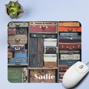 Tapis De Souris Aventures de voyage, valises vintage