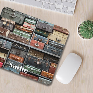 Tapis De Souris Aventures de voyage, valises Vintages