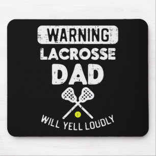 Tapis De Souris Avertissement Papa Lacrosse Hurle Drôle Lax Sports
