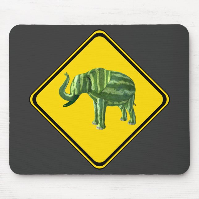 Tapis De Souris Avertissement : Watermelon Elephant Crossing ! (Devant)