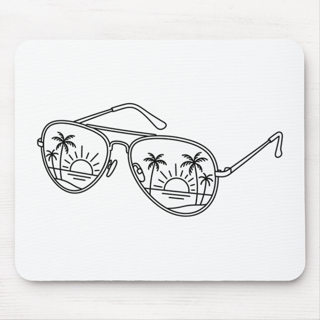 Tapis de souris Aviator Sunglasses Sunset Reflecti (Devant)